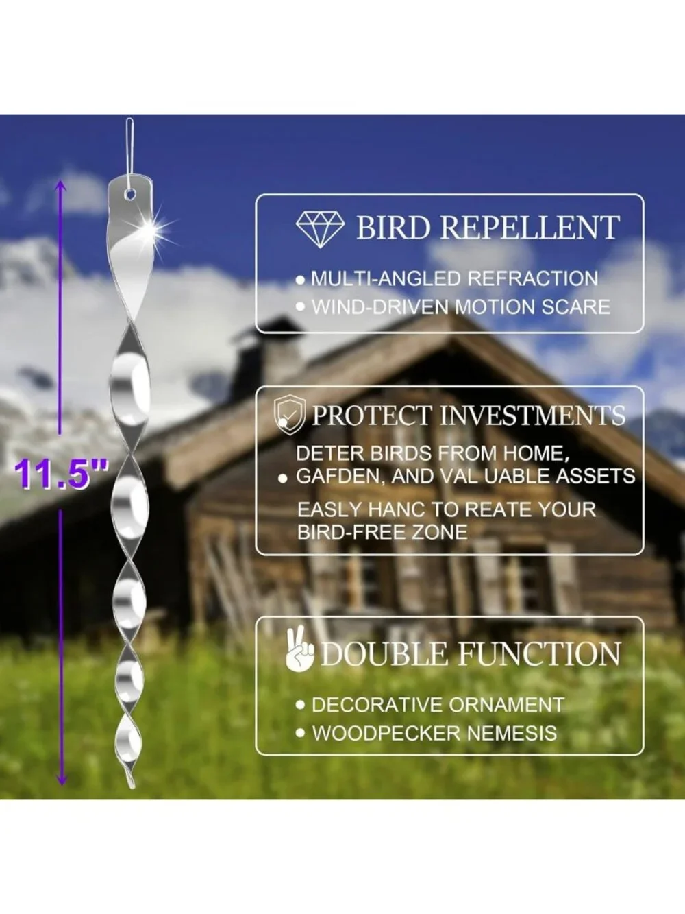 30 Pack Bird Deterrents - Reflective Scare Rods for Garden, Outdoor Bird